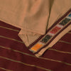 Sanskriti Vintage Beige 100% Pure Cotton Saree Ikat Hand Woven & Solid 5.5+Sari