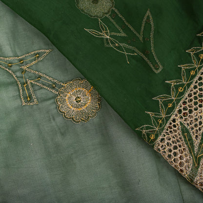 Sanskriti Vintage Soft Green Art Silk Saree Hand Embroidery Zari Dabka5.5YD Sari