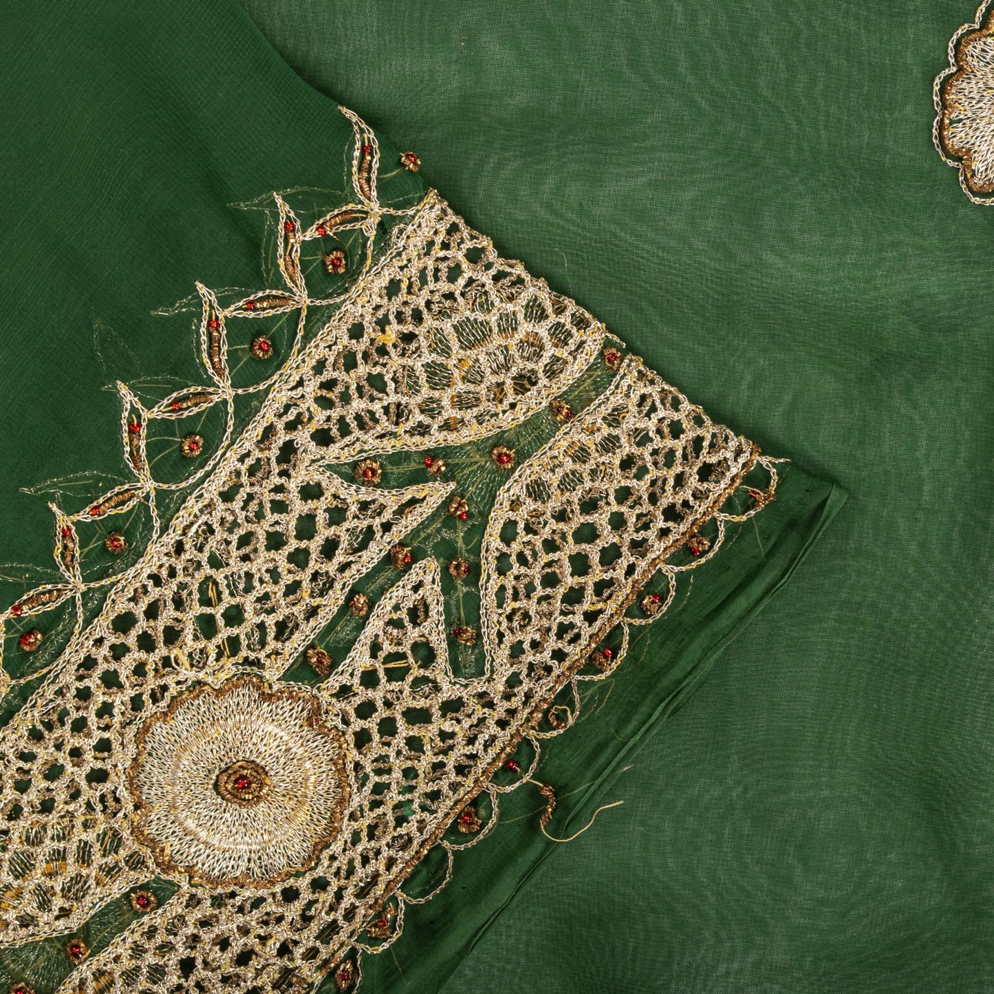 Sanskriti Vintage Soft Green Art Silk Saree Hand Embroidery Zari Dabka5.5YD Sari