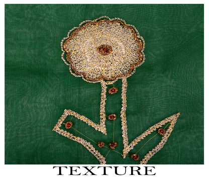 Sanskriti Vintage Soft Green Art Silk Saree Hand Embroidery Zari Dabka5.5YD Sari
