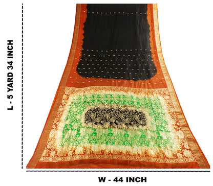 Sanskriti Vintage Black Soft Pure Silk Saree Brocade Zari Woven 5.5+YDSari Craft