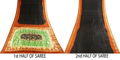 Sanskriti Vintage Black Soft Pure Silk Saree Brocade Zari Woven 5.5+YDSari Craft