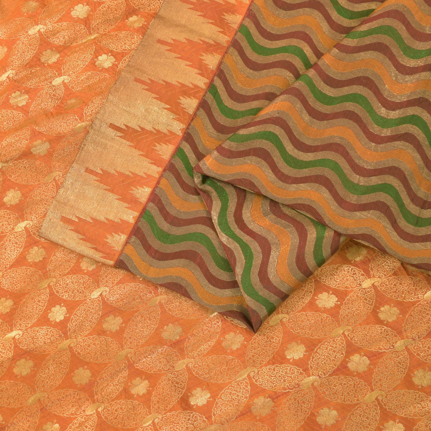 Sanskriti Vintage Multi Soft Pure Silk Saree Brocade Woven Sari 5.5+YD Craft