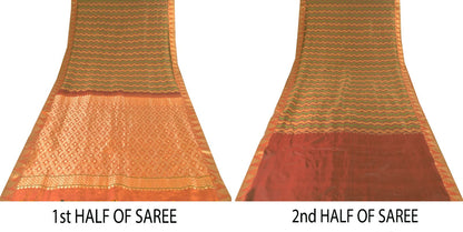 Sanskriti Vintage Multi Soft Pure Silk Saree Brocade Woven Sari 5.5+YD Craft