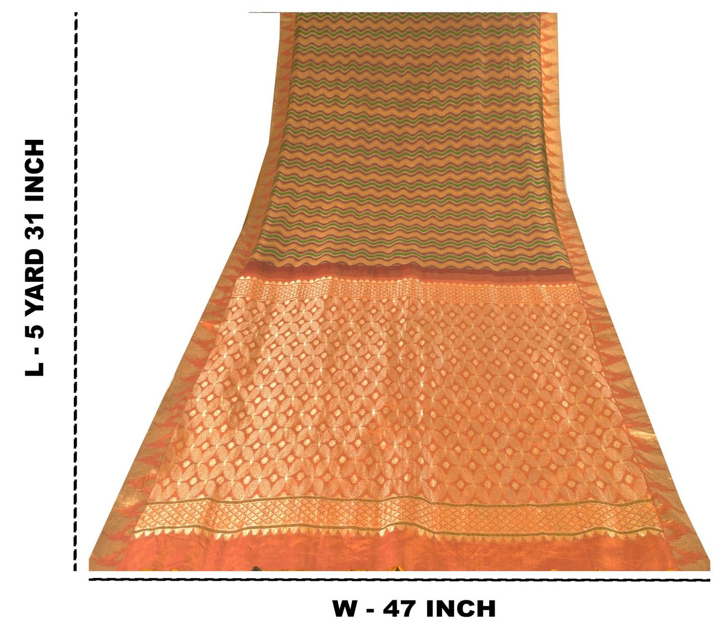 Sanskriti Vintage Multi Soft Pure Silk Saree Brocade Woven Sari 5.5+YD Craft