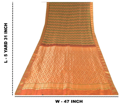 Sanskriti Vintage Multi Soft Pure Silk Saree Brocade Woven Sari 5.5+YD Craft
