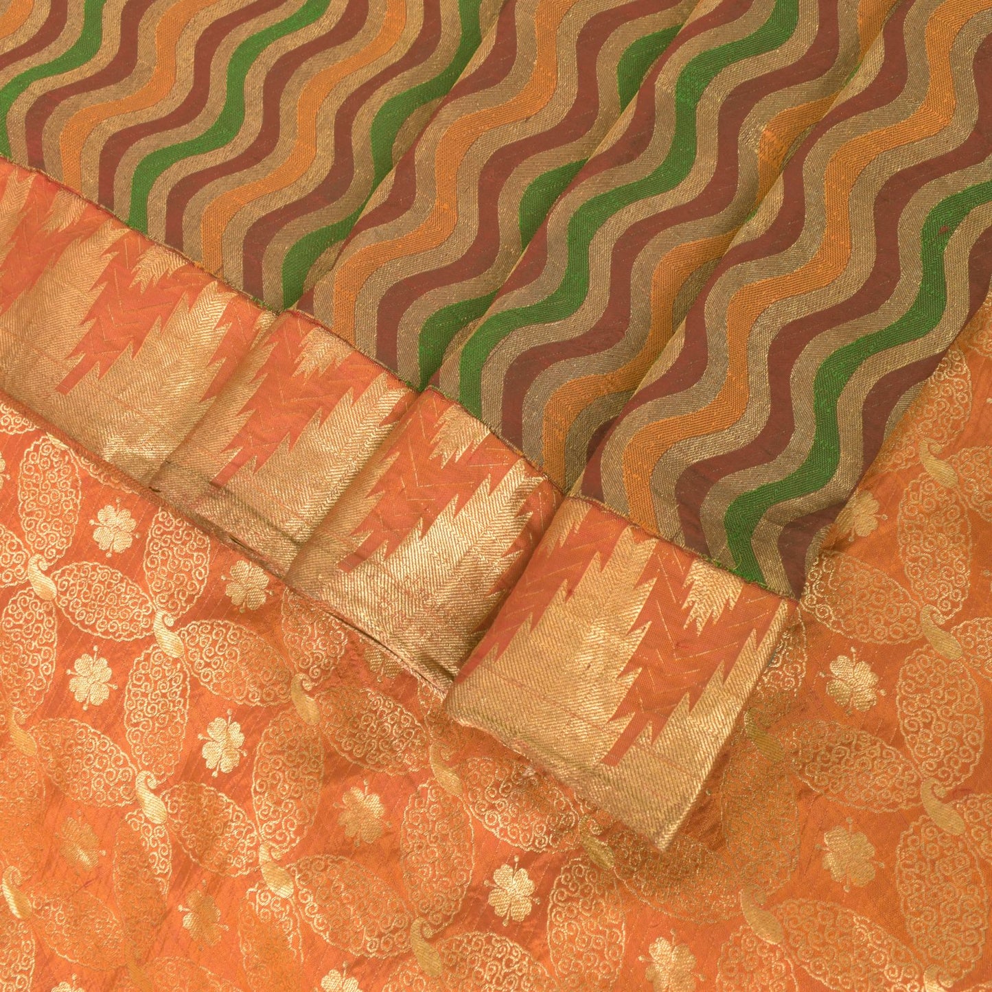 Sanskriti Vintage Multi Soft Pure Silk Saree Brocade Woven Sari 5.5+YD Craft