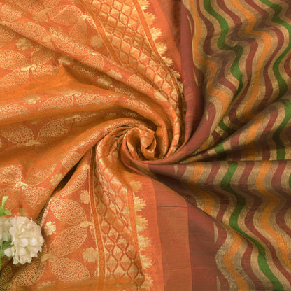 Sanskriti Vintage Multi Soft Pure Silk Saree Brocade Woven Sari 5.5+YD Craft