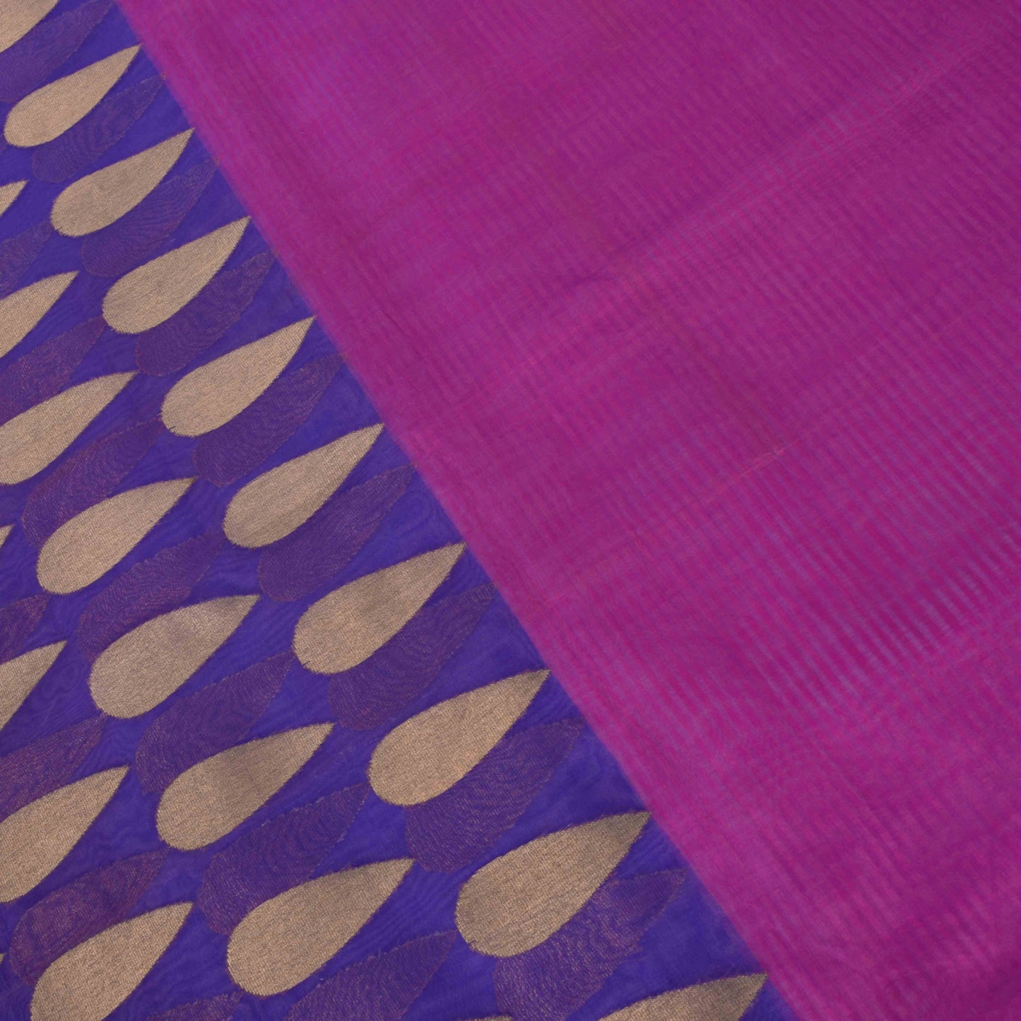Sanskriti Vintage Blue-Pink Pure Silk Saree Paisley Woven Sari 6+YD Craft Fabric