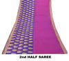 Sanskriti Vintage Blue-Pink Pure Silk Saree Paisley Woven Sari 6+YD Craft Fabric