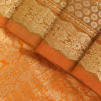 Sanskriti Vintage Blue Pure Silk Saree Brocade Zari Handwoven & Embroidery 5.5YD