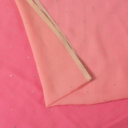 Sanskriti Vintage Soft Pink Pure Chiffon Saree Hand Fardi Mukaish Sari 6YD Craft