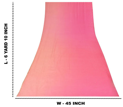 Sanskriti Vintage Soft Pink Pure Chiffon Saree Hand Fardi Mukaish Sari 6YD Craft