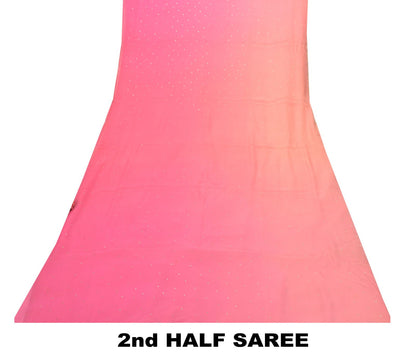 Sanskriti Vintage Soft Pink Pure Chiffon Saree Hand Fardi Mukaish Sari 6YD Craft