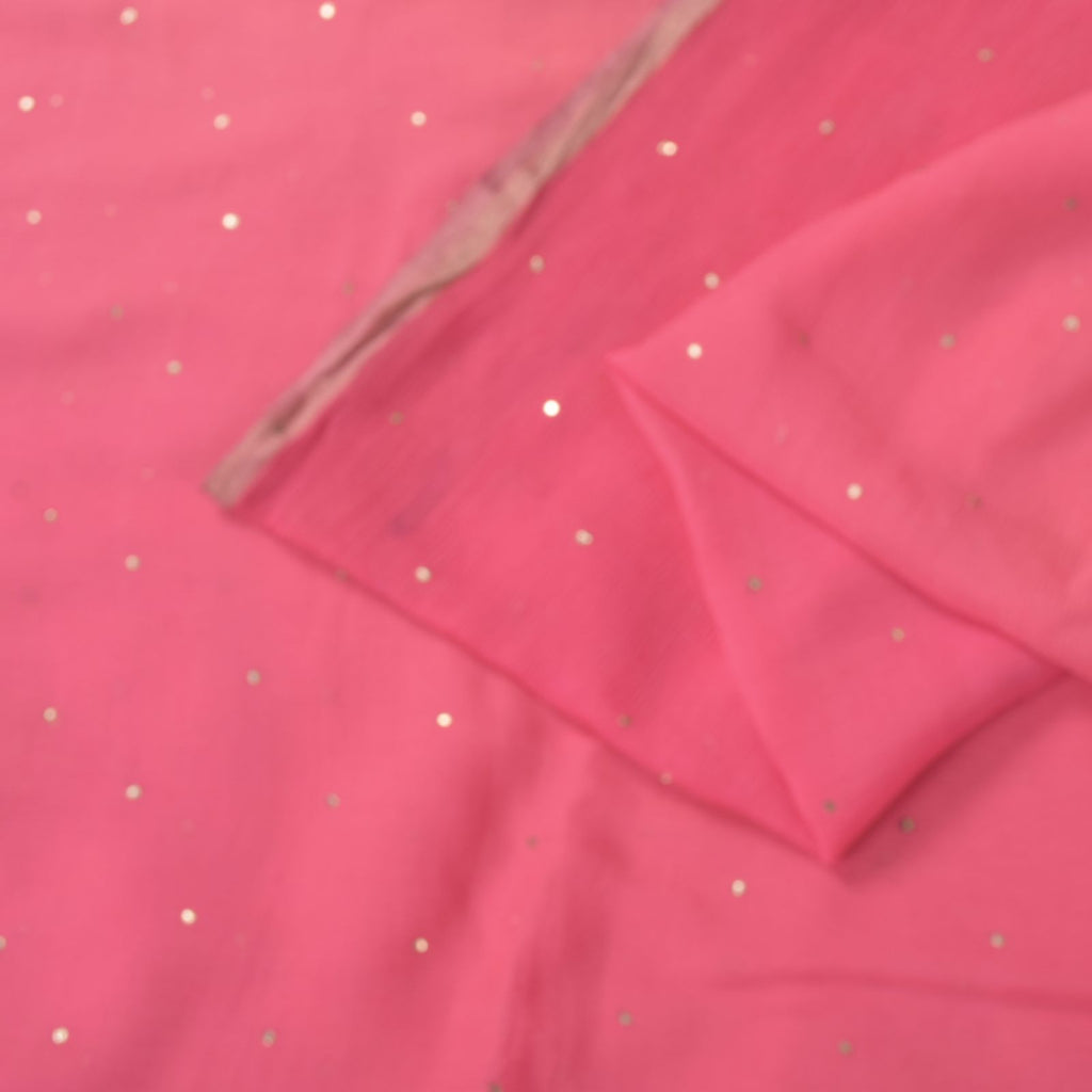 Sanskriti Vintage Soft Pink Pure Chiffon Saree Hand Fardi Mukaish Sari 6YD Craft