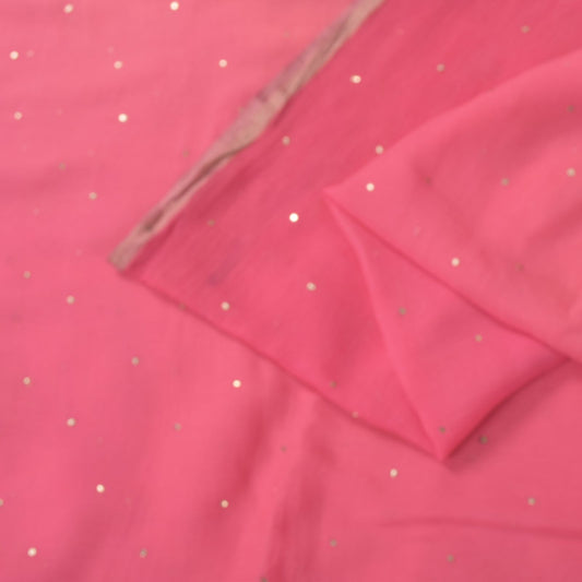 Sanskriti Vintage Soft Pink Pure Chiffon Saree Hand Fardi Mukaish Sari 6YD Craft