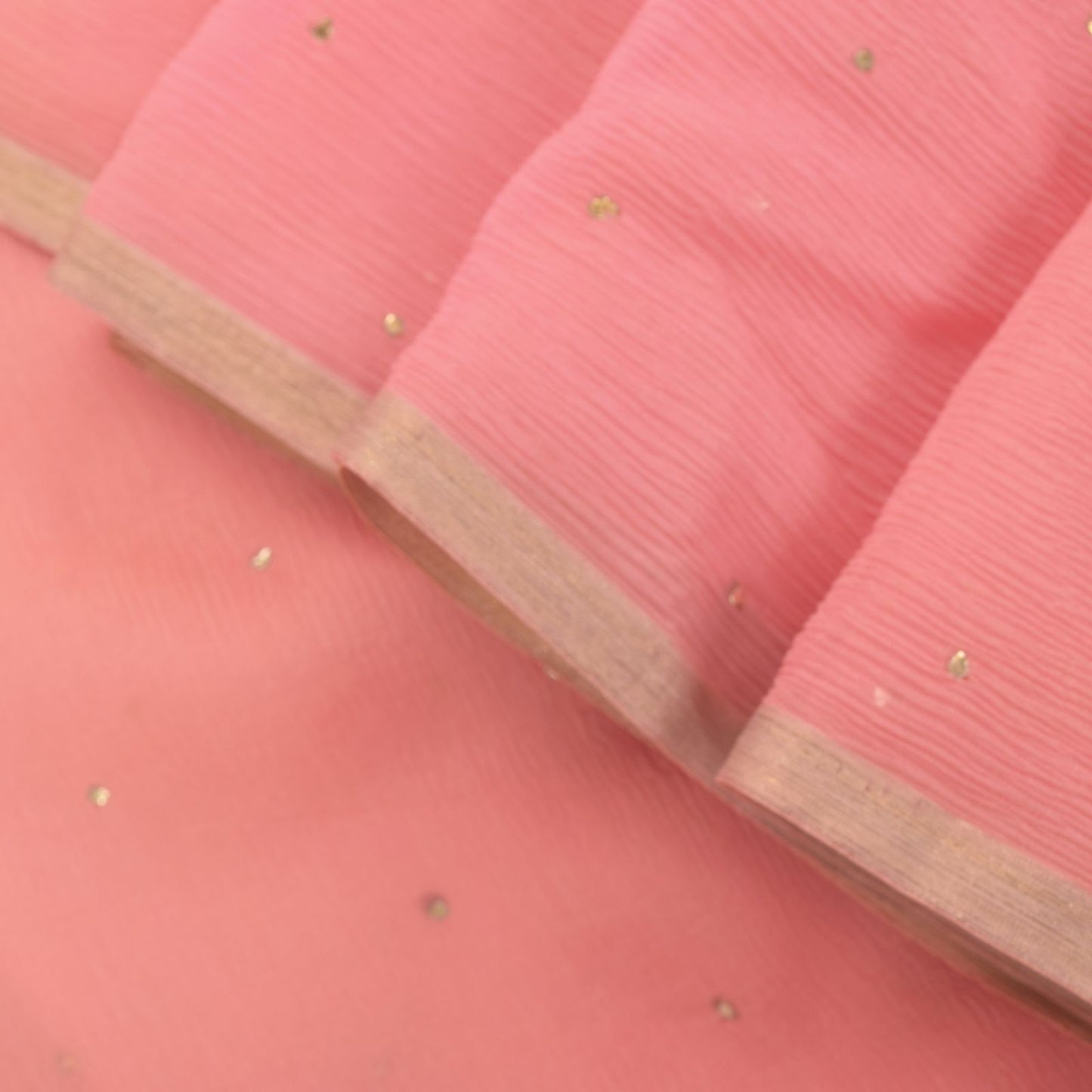 Sanskriti Vintage Soft Pink Pure Chiffon Saree Hand Fardi Mukaish Sari 6YD Craft