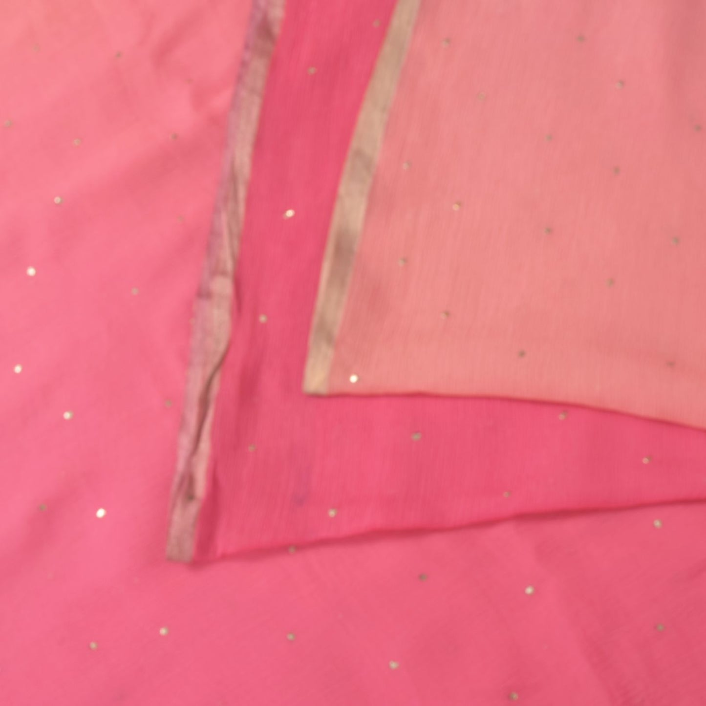 Sanskriti Vintage Soft Pink Pure Chiffon Saree Hand Fardi Mukaish Sari 6YD Craft
