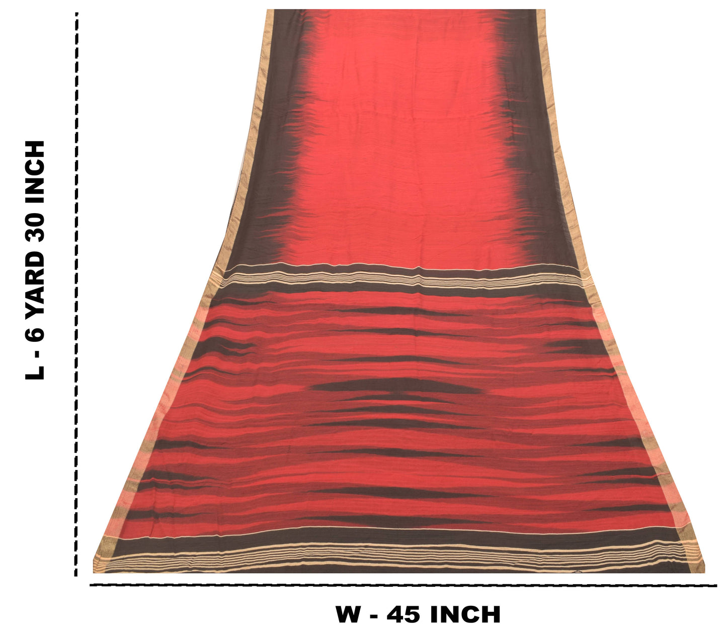 Sanskriti Vintage Soft Red-Black Blend Cotton Saree Woven Sari 6.5+YCraft Fabric