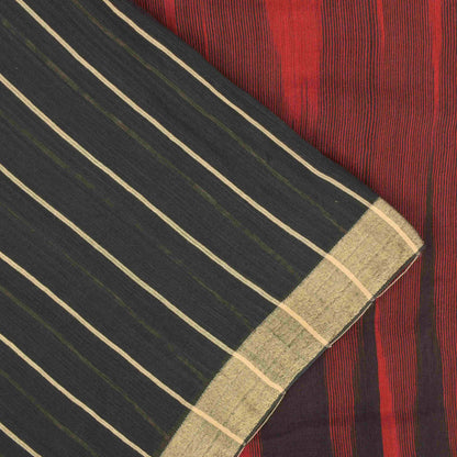 Sanskriti Vintage Soft Red-Black Blend Cotton Saree Woven Sari 6.5+YCraft Fabric