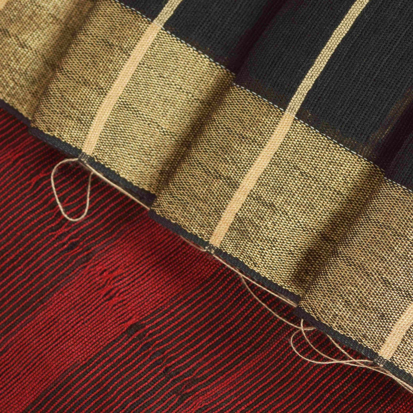 Sanskriti Vintage Soft Red-Black Blend Cotton Saree Woven Sari 6.5+YCraft Fabric