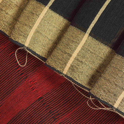 Sanskriti Vintage Soft Red-Black Blend Cotton Saree Woven Sari 6.5+YCraft Fabric