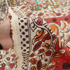 Sanskriti Vintage Red-Blue Pure Cotton Saree Handmade Kalamkari Sari 6.5+YDCraft