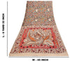 Sanskriti Vintage Red-Blue Pure Cotton Saree Handmade Kalamkari Sari 6.5+YDCraft
