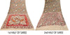 Sanskriti Vintage Red-Blue Pure Cotton Saree Handmade Kalamkari Sari 6.5+YDCraft