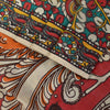 Sanskriti Vintage Red-Blue Pure Cotton Saree Handmade Kalamkari Sari 6.5+YDCraft
