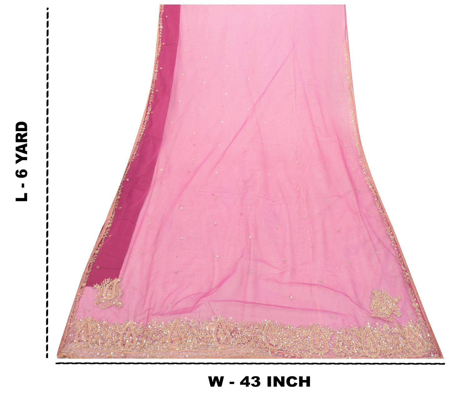 Sanskriti Vintage Purple Soft Net Saree Embroidered Zari Sequins Sari 6Yd Craft