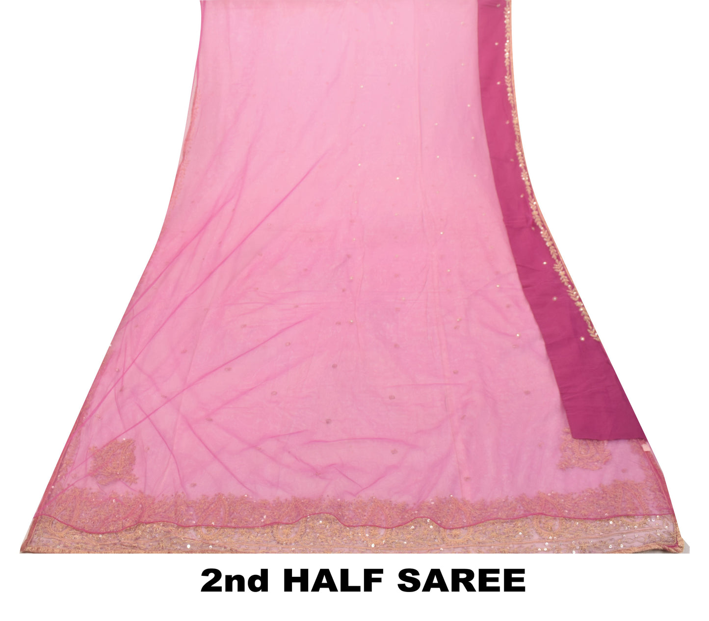Sanskriti Vintage Purple Soft Net Saree Embroidered Zari Sequins Sari 6Yd Craft