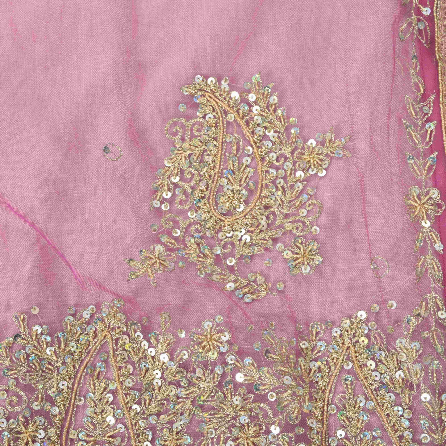 Sanskriti Vintage Purple Soft Net Saree Embroidered Zari Sequins Sari 6Yd Craft