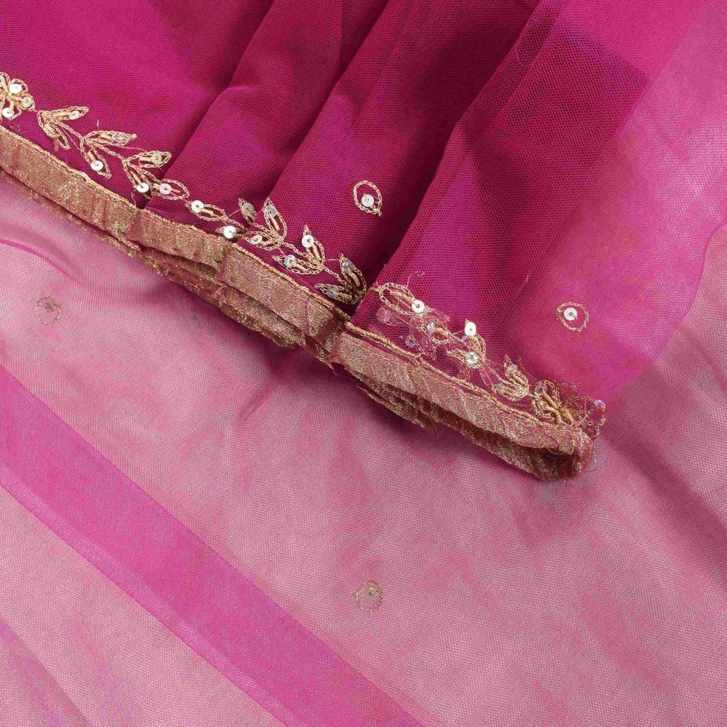 Sanskriti Vintage Purple Soft Net Saree Embroidered Zari Sequins Sari 6Yd Craft