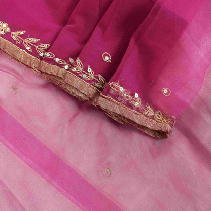 Sanskriti Vintage Purple Soft Net Saree Embroidered Zari Sequins Sari 6Yd Craft
