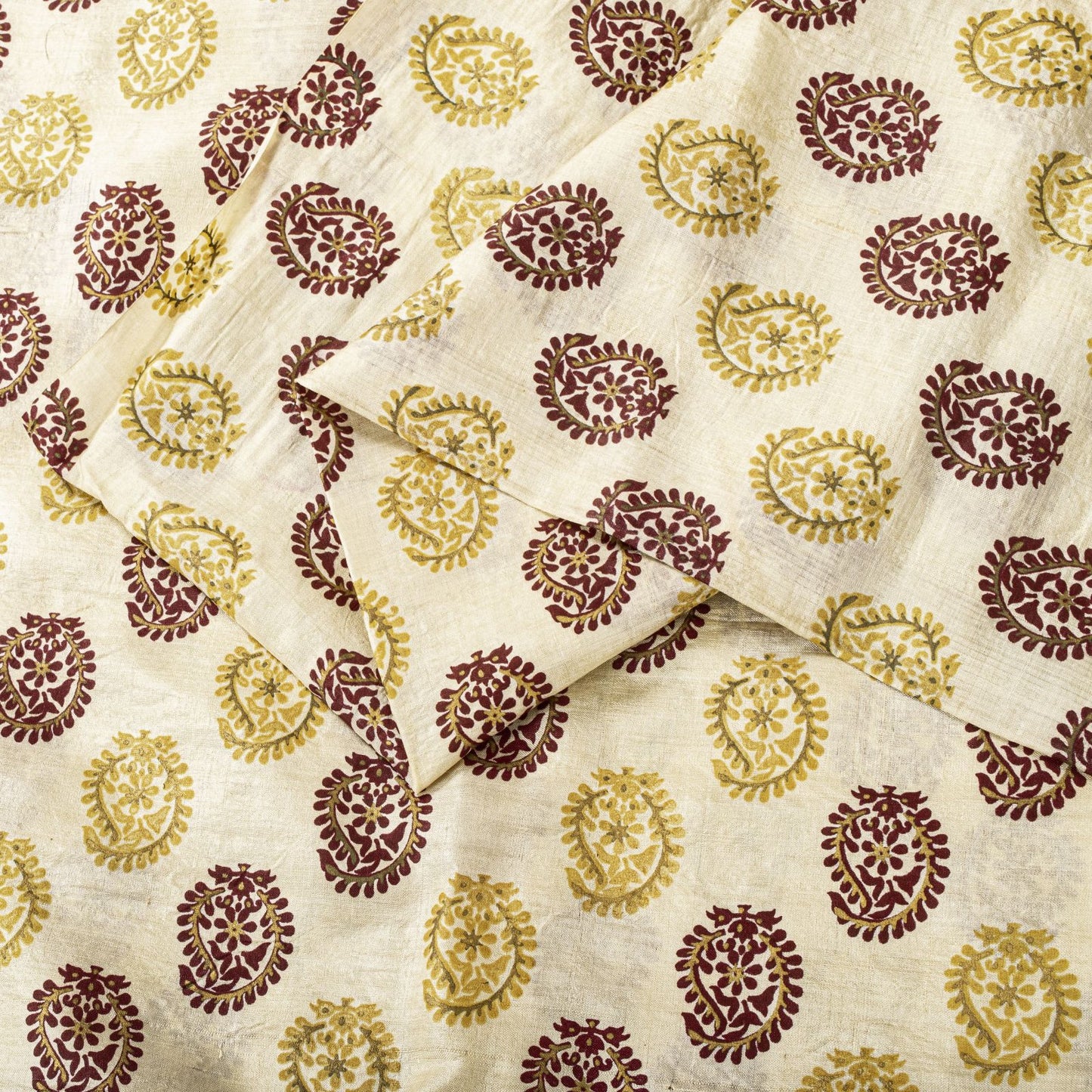 Sanskriti Vintage Saree Off-White Pure Silk Embroidered-Hand Block Printed Sari