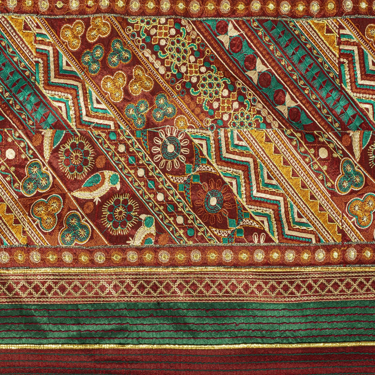 Sanskriti Vintage Saree Off-White Pure Silk Embroidered-Hand Block Printed Sari