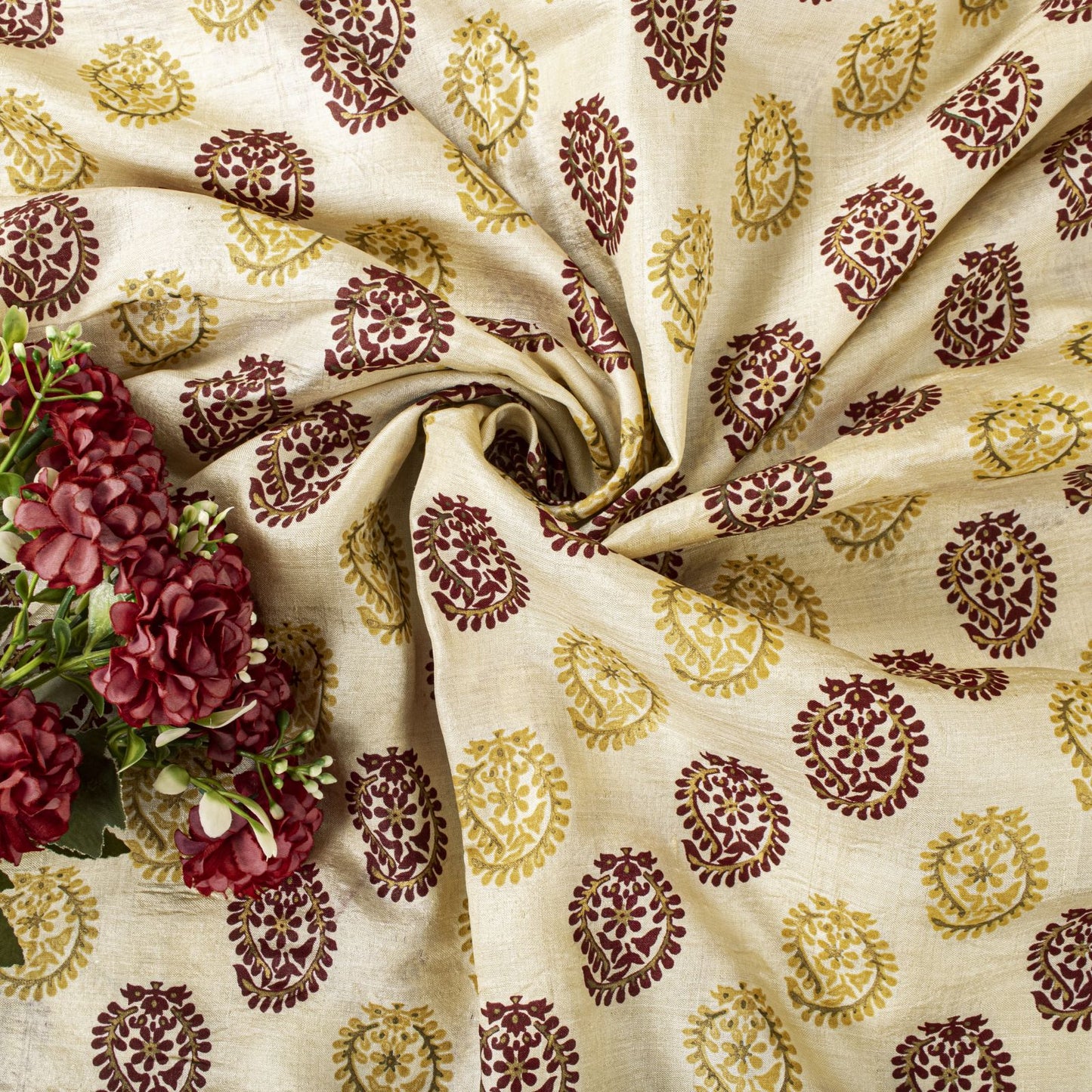 Sanskriti Vintage Saree Off-White Pure Silk Embroidered-Hand Block Printed Sari