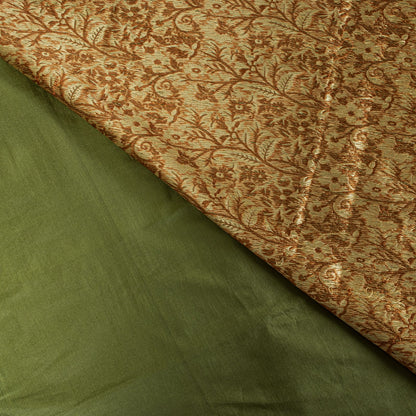 Sanskriti Vintage Saree Green Ari Silk Brocade Ashavali HandWoven Sari 5YDFabric