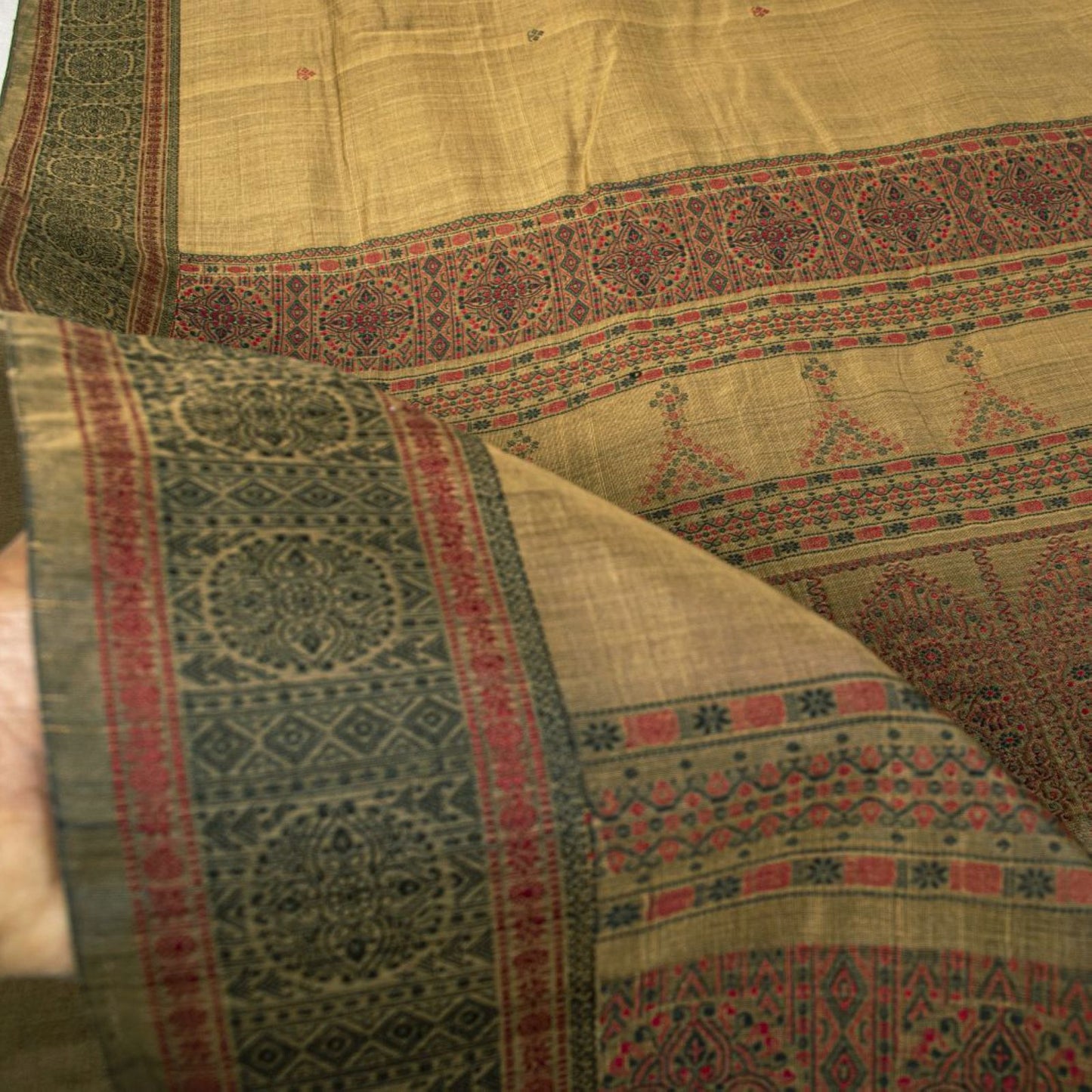Sanskriti Vintage Brown Cotton Silk Saree Woven Ajrakh Style Sari 5.5+YD Fabric