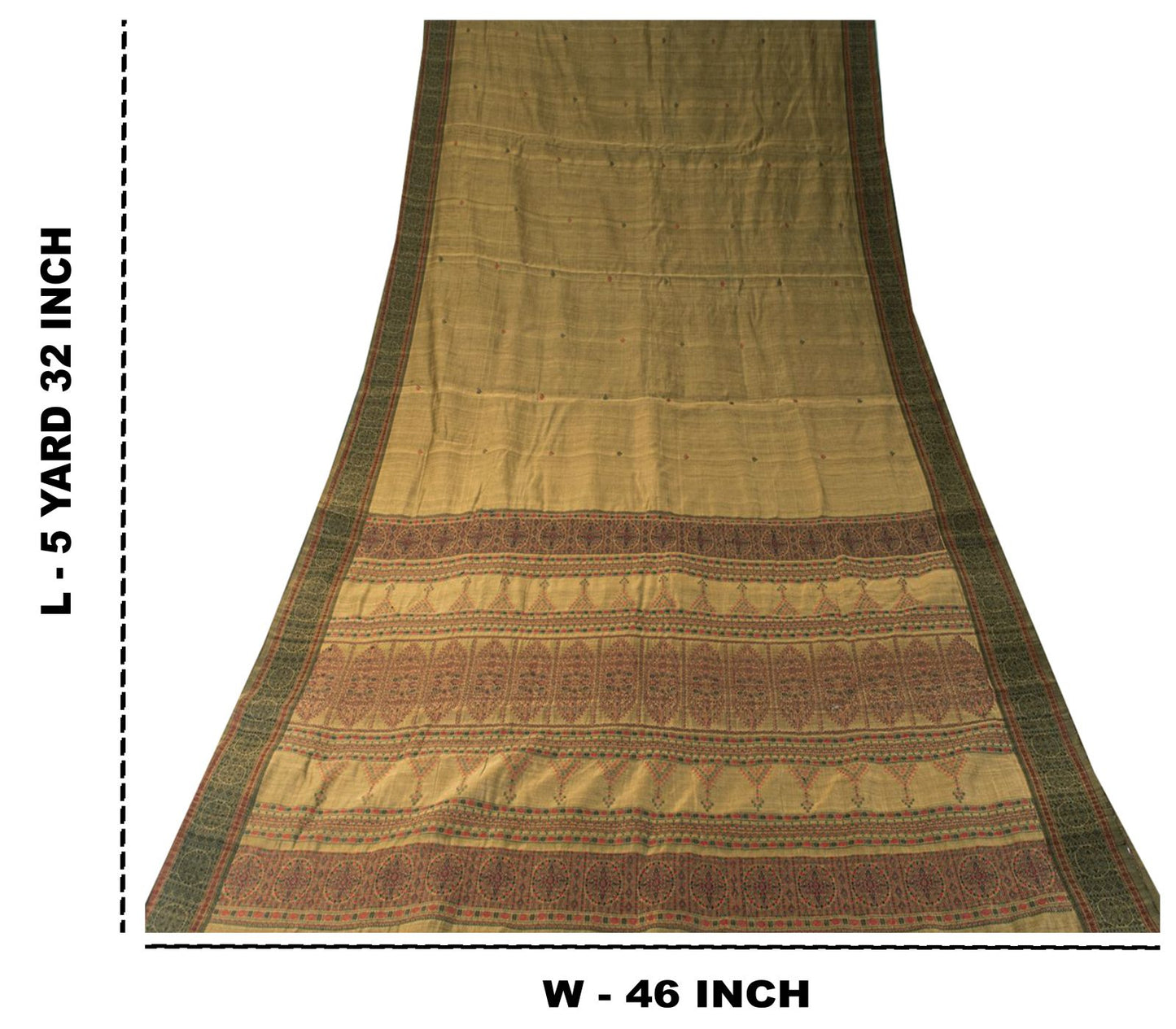 Sanskriti Vintage Brown Cotton Silk Saree Woven Ajrakh Style Sari 5.5+YD Fabric