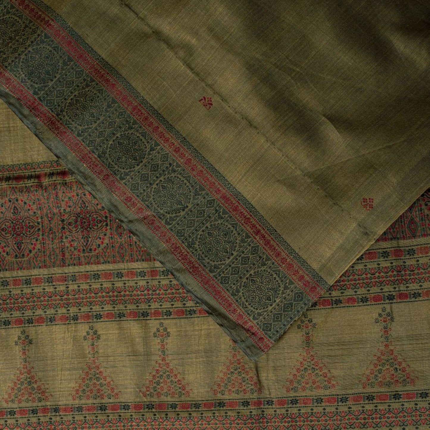 Sanskriti Vintage Brown Cotton Silk Saree Woven Ajrakh Style Sari 5.5+YD Fabric