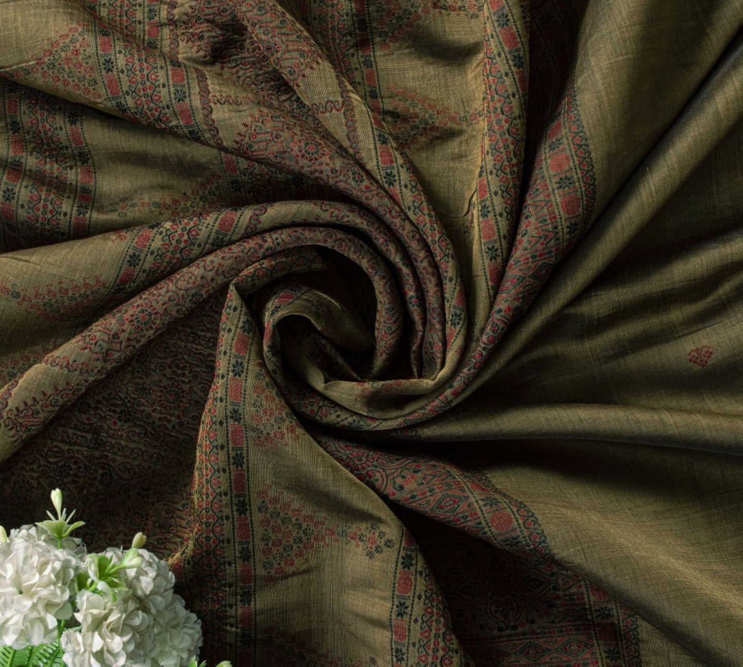 Sanskriti Vintage Brown Cotton Silk Saree Woven Ajrakh Style Sari 5.5+YD Fabric