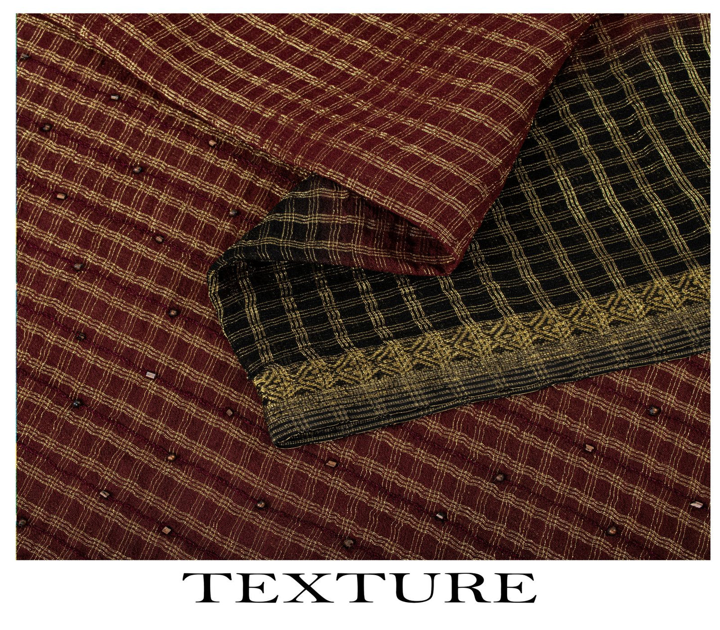 Sanskriti Vintage Saree Brown-Black Pure Georgette Zari Woven-Beaded Fabric Sari