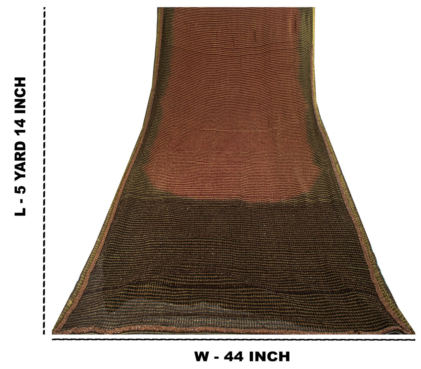Sanskriti Vintage Saree Brown-Black Pure Georgette Zari Woven-Beaded Fabric Sari