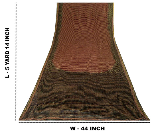 Sanskriti Vintage Saree Brown-Black Pure Georgette Zari Woven-Beaded Fabric Sari