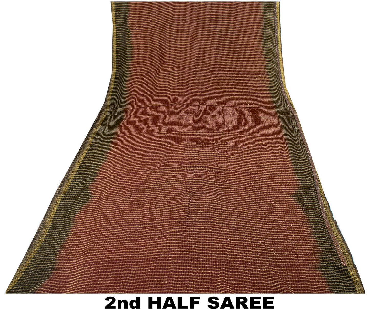 Sanskriti Vintage Saree Brown-Black Pure Georgette Zari Woven-Beaded Fabric Sari