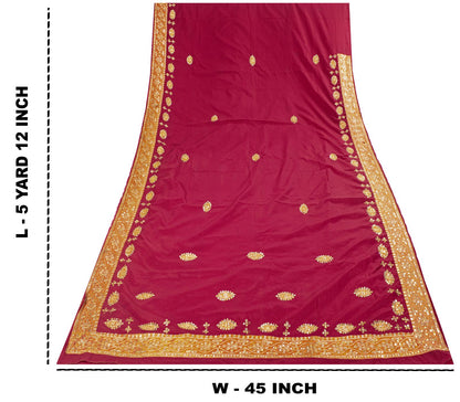 Sanskriti Vintage Saree Pink Art Silk Hand Embroidered Zari Sequins Fabric Sari