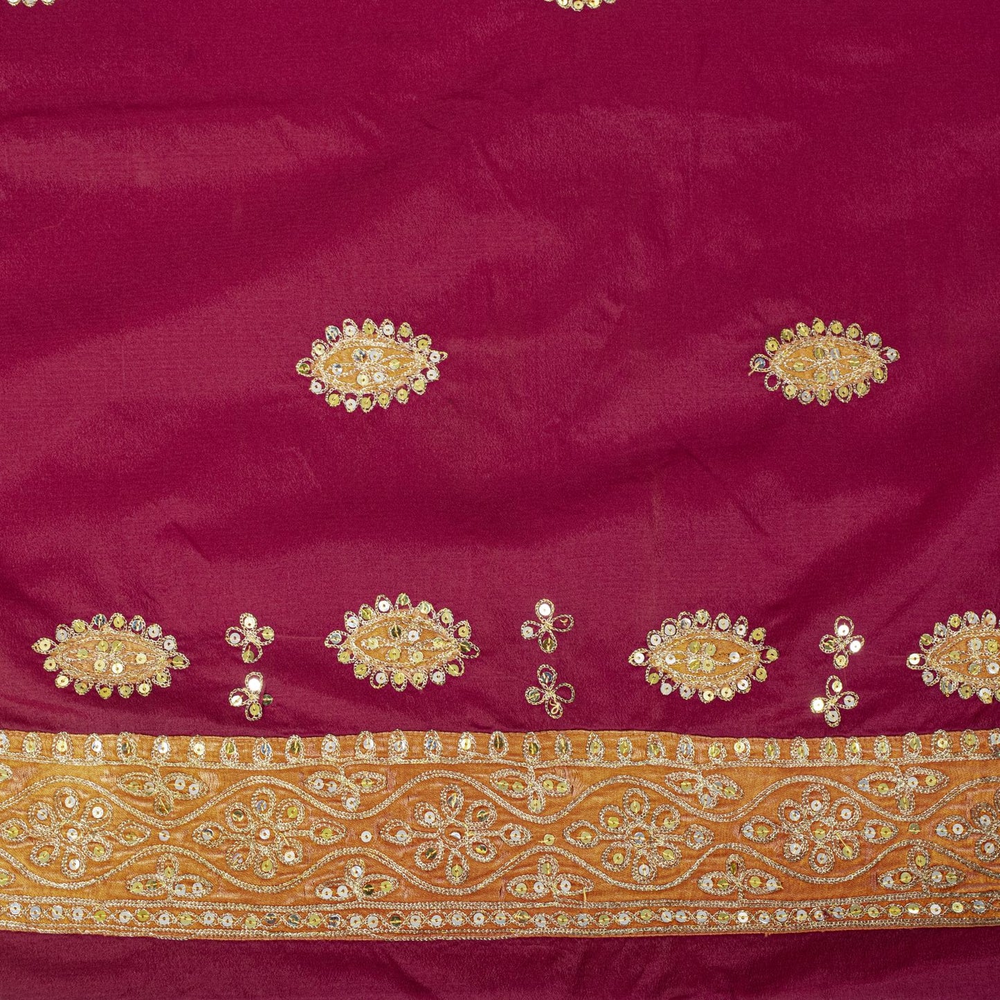 Sanskriti Vintage Saree Pink Art Silk Hand Embroidered Zari Sequins Fabric Sari