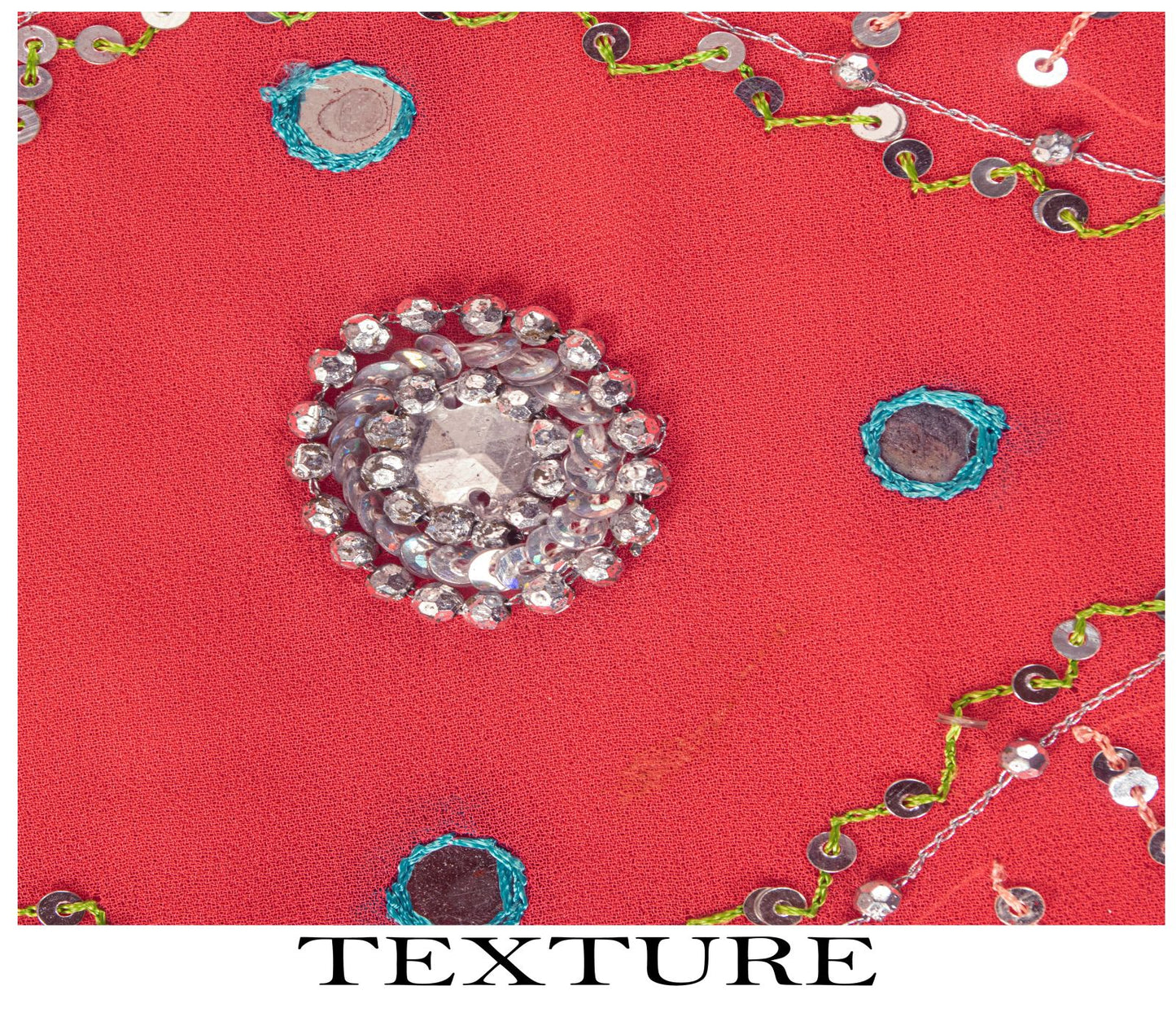 Sanskriti Vintage Saree Pink Georgette Hand Beaded Craft Fabric Indian Sari 6YD
